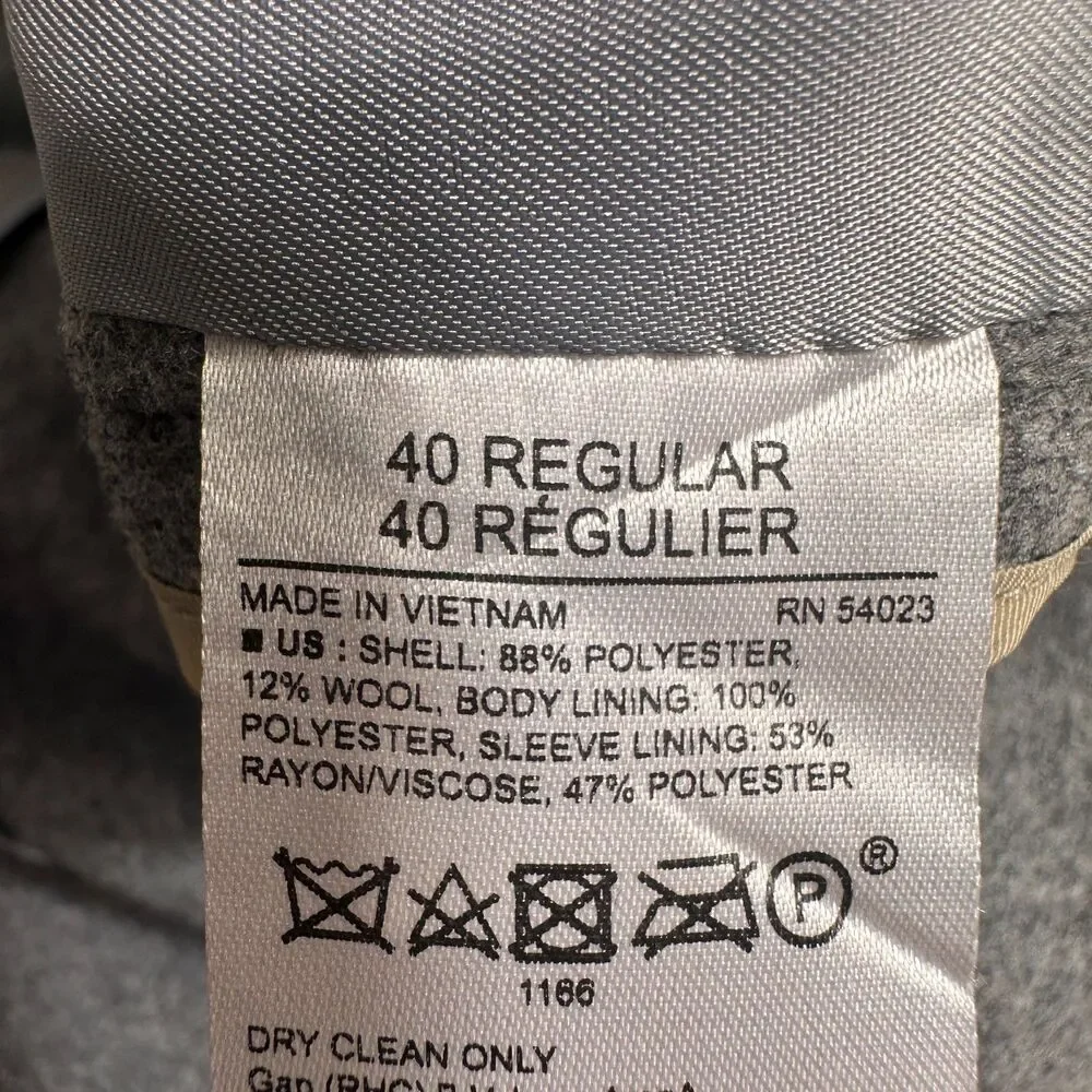 Banana Republic Men's Blazer 40R Gray Wool Blend Sport Coat 2-Button Jacket